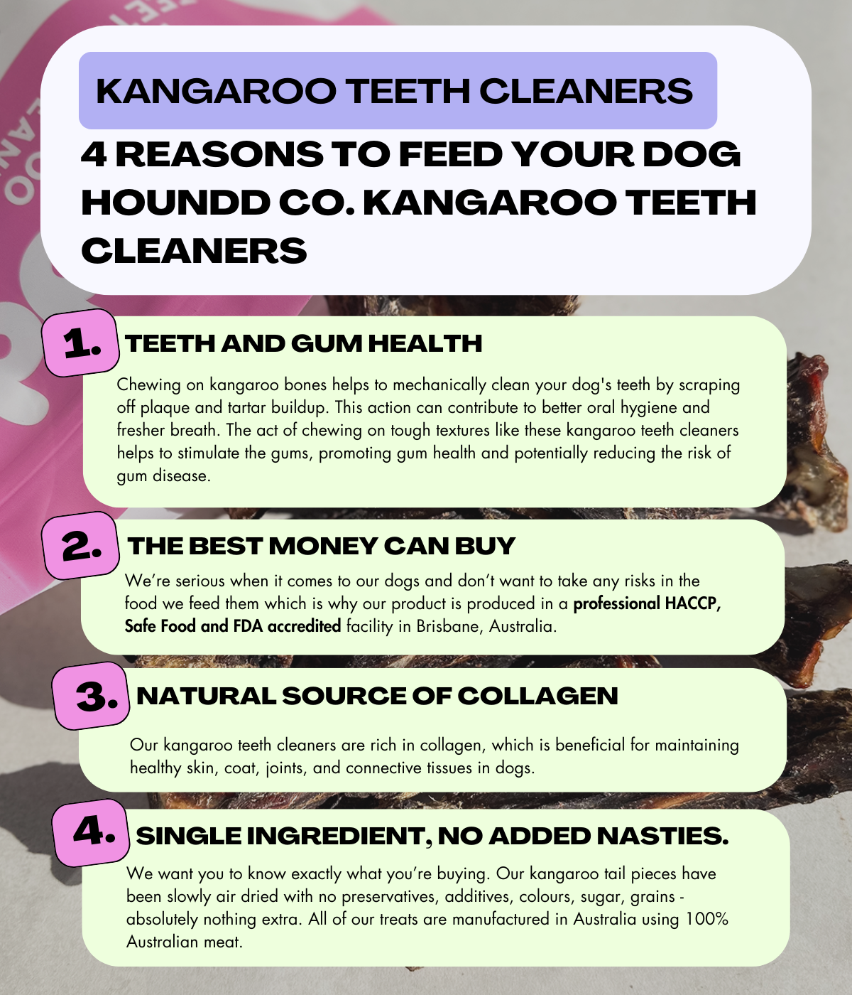 Houndd Co. Kangaroo Teeth Cleaners All Natural Australian Dog Treats